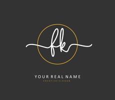 F K FK Initial letter handwriting and  signature logo. A concept handwriting initial logo with template element. vector