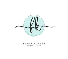 F K FK Initial letter handwriting and  signature logo. A concept handwriting initial logo with template element. vector