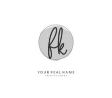 F K FK Initial letter handwriting and  signature logo. A concept handwriting initial logo with template element. vector