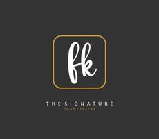 F K FK Initial letter handwriting and  signature logo. A concept handwriting initial logo with template element. vector