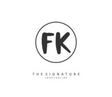 F K FK Initial letter handwriting and  signature logo. A concept handwriting initial logo with template element. vector