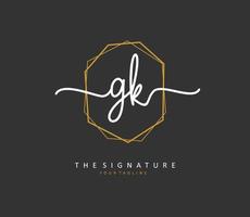 G K GK Initial letter handwriting and  signature logo. A concept handwriting initial logo with template element. vector