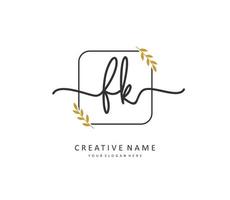 F K FK Initial letter handwriting and  signature logo. A concept handwriting initial logo with template element. vector