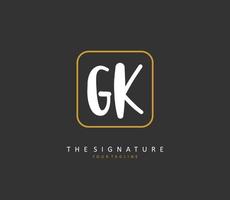 G K GK Initial letter handwriting and  signature logo. A concept handwriting initial logo with template element. vector