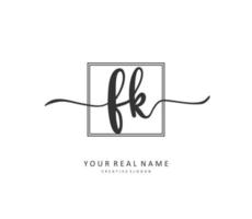 F K FK Initial letter handwriting and  signature logo. A concept handwriting initial logo with template element. vector