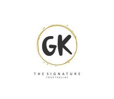 G K GK Initial letter handwriting and  signature logo. A concept handwriting initial logo with template element. vector