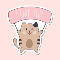 vector a sticker template of cat cartoon character