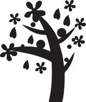 Tree icon symbol image vector, illustration of the tree botany in black image vector