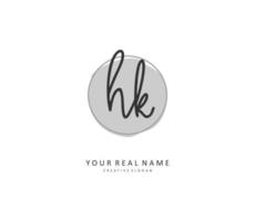 H K HK Initial letter handwriting and  signature logo. A concept handwriting initial logo with template element. vector