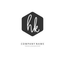 H K HK Initial letter handwriting and  signature logo. A concept handwriting initial logo with template element. vector