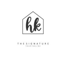 H K HK Initial letter handwriting and  signature logo. A concept handwriting initial logo with template element. vector