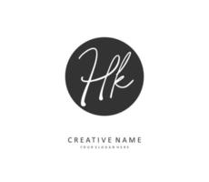 H K HK Initial letter handwriting and  signature logo. A concept handwriting initial logo with template element. vector