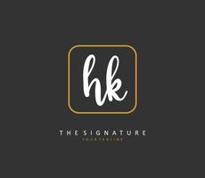 H K HK Initial letter handwriting and  signature logo. A concept handwriting initial logo with template element. vector