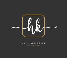 H K HK Initial letter handwriting and  signature logo. A concept handwriting initial logo with template element. vector