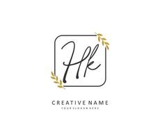 H K HK Initial letter handwriting and  signature logo. A concept handwriting initial logo with template element. vector
