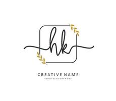 H K HK Initial letter handwriting and  signature logo. A concept handwriting initial logo with template element. vector
