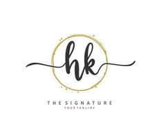 H K HK Initial letter handwriting and  signature logo. A concept handwriting initial logo with template element. vector