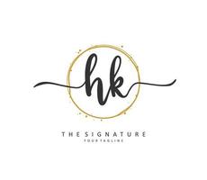 H K HK Initial letter handwriting and  signature logo. A concept handwriting initial logo with template element. vector