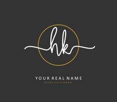 H K HK Initial letter handwriting and  signature logo. A concept handwriting initial logo with template element. vector