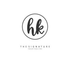 H K HK Initial letter handwriting and  signature logo. A concept handwriting initial logo with template element. vector