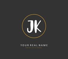 J K JK Initial letter handwriting and  signature logo. A concept handwriting initial logo with template element. vector