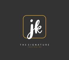 J K JK Initial letter handwriting and  signature logo. A concept handwriting initial logo with template element. vector