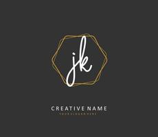 J K JK Initial letter handwriting and  signature logo. A concept handwriting initial logo with template element. vector