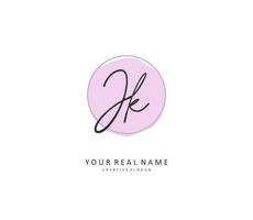 J K JK Initial letter handwriting and  signature logo. A concept handwriting initial logo with template element. vector