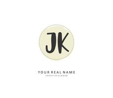 J K JK Initial letter handwriting and  signature logo. A concept handwriting initial logo with template element. vector