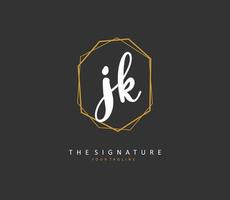 J K JK Initial letter handwriting and  signature logo. A concept handwriting initial logo with template element. vector