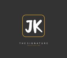 J K JK Initial letter handwriting and  signature logo. A concept handwriting initial logo with template element. vector