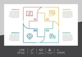 Medic step infographic vector design with 4 steps colorful style for presentation purpose.Line option infographic can be used for business and marketing