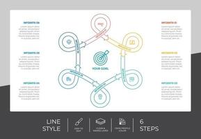 flecha paso infografía vector diseño con 6 6 pasos vistoso estilo para presentación propósito.línea paso infografía lata ser usado para negocio y márketing