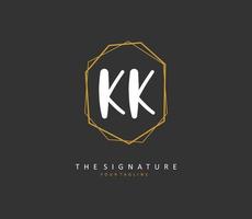 K KK Initial letter handwriting and  signature logo. A concept handwriting initial logo with template element. vector