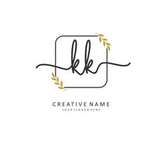 K KK Initial letter handwriting and  signature logo. A concept handwriting initial logo with template element. vector