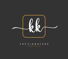 K KK Initial letter handwriting and  signature logo. A concept handwriting initial logo with template element. vector