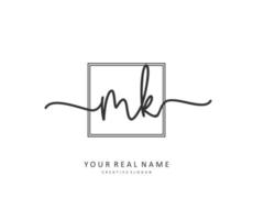 M K MK Initial letter handwriting and  signature logo. A concept handwriting initial logo with template element. vector