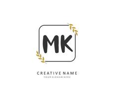 M K MK Initial letter handwriting and  signature logo. A concept handwriting initial logo with template element. vector