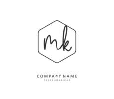 M K MK Initial letter handwriting and  signature logo. A concept handwriting initial logo with template element. vector