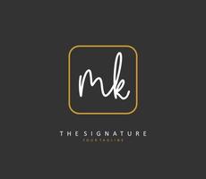 M K MK Initial letter handwriting and  signature logo. A concept handwriting initial logo with template element. vector