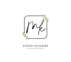 M K MK Initial letter handwriting and  signature logo. A concept handwriting initial logo with template element. vector