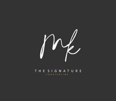 M K MK Initial letter handwriting and  signature logo. A concept handwriting initial logo with template element. vector