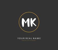 M K MK Initial letter handwriting and  signature logo. A concept handwriting initial logo with template element. vector