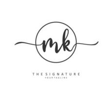 M K MK Initial letter handwriting and  signature logo. A concept handwriting initial logo with template element. vector