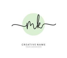 M K MK Initial letter handwriting and  signature logo. A concept handwriting initial logo with template element. vector