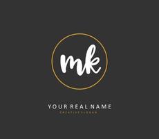 M K MK Initial letter handwriting and  signature logo. A concept handwriting initial logo with template element. vector