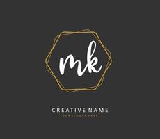 M K MK Initial letter handwriting and  signature logo. A concept handwriting initial logo with template element. vector