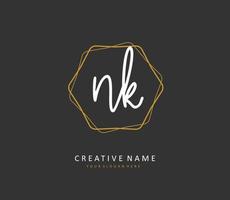 N K NK Initial letter handwriting and  signature logo. A concept handwriting initial logo with template element. vector