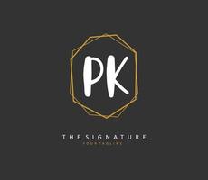 P K PK Initial letter handwriting and  signature logo. A concept handwriting initial logo with template element. vector