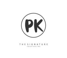 P K PK Initial letter handwriting and  signature logo. A concept handwriting initial logo with template element. vector